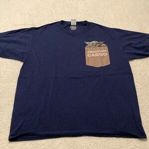 Star Wars Grogu Baby Yoda navy cotton precious cargo shirt Size XL
